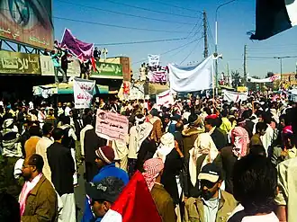 Image 3Protest in Sana'a, 3 February 2011 (from History of Yemen)