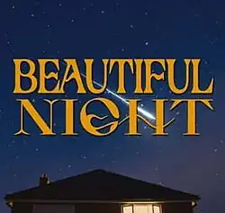 An evening with the words "Beautiful Night" and a house at the bottom.