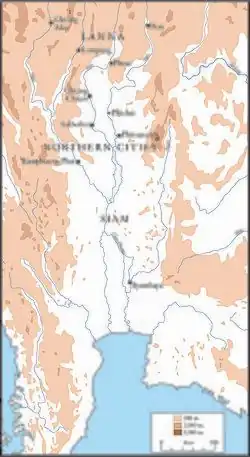 Places listed in the Thai epic Yuan Phai, chronicling the conflict during c. 1474/75