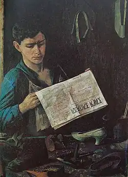 "A Komsomol Shoemaker Reading a Newspaper", 1925