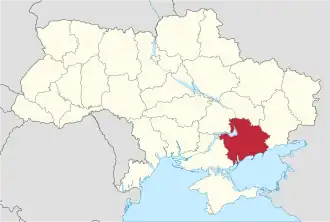 Location of Zaporizhzhia Oblast
