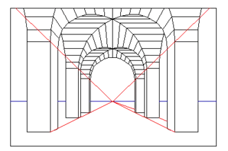 Single point perspective projection.