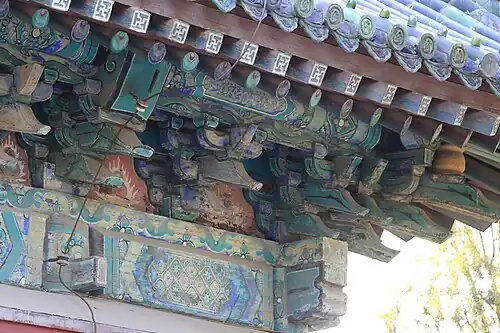 Ming dynasty caihua decorations on Hall of Amitābha at Longxing Temple