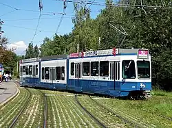 A Tram 2000 tram with low-floor centre section