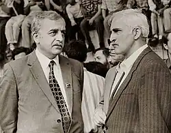Image 4Leaders of Georgian independence movement in late 1980s, Zviad Gamsakhurdia (left) and Merab Kostava (right) (from History of Georgia (country))