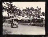 Tram at the terminus of the Bodjong-Pieter Sijthofflaan line at the grounds of the Colonial Exhibition in Semarang