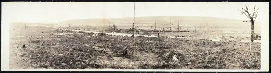 Panorama of no man's land, looking towards the German lines circa 1919